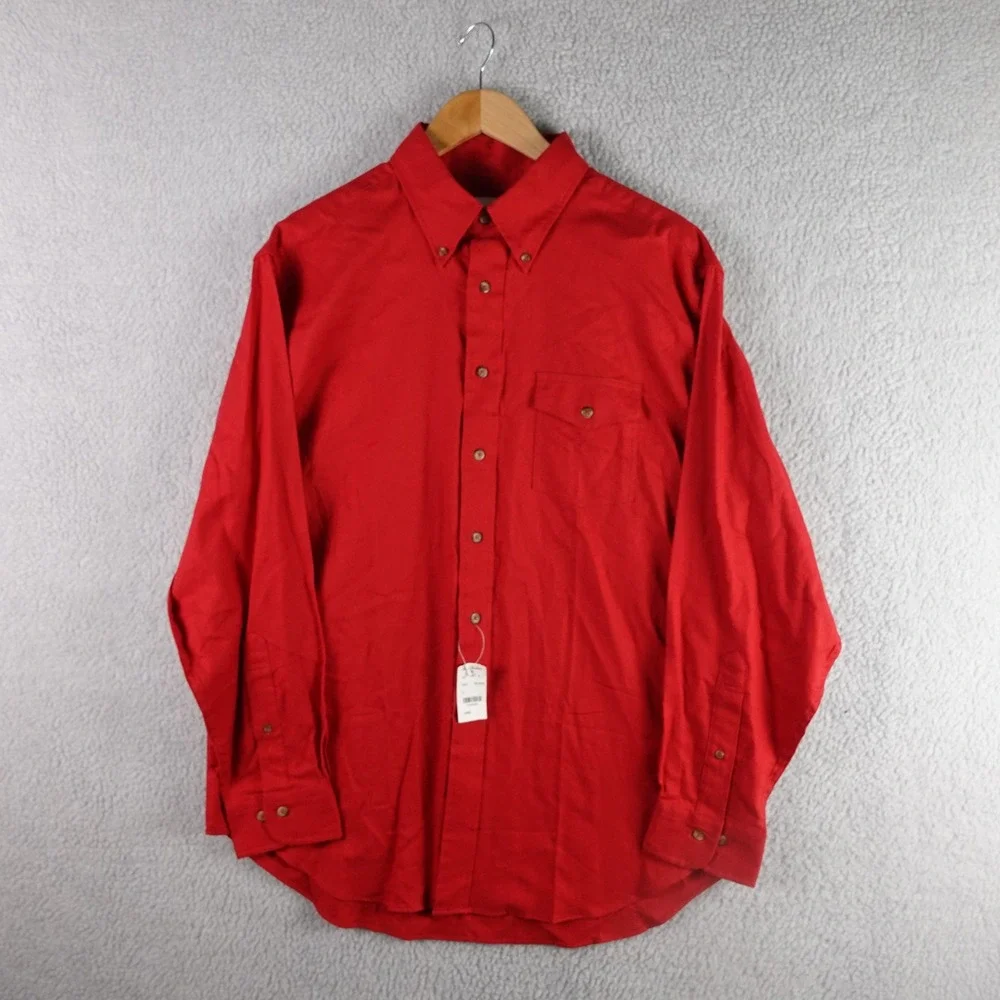 Brooks Brothers 346 Mens Large Red Cotton Twill Button Down Shirt Regular Fit